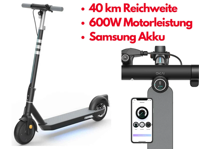 OKAI ES20 E Scooter 600W Elektroscooter mit ABE 40km Reichweite
