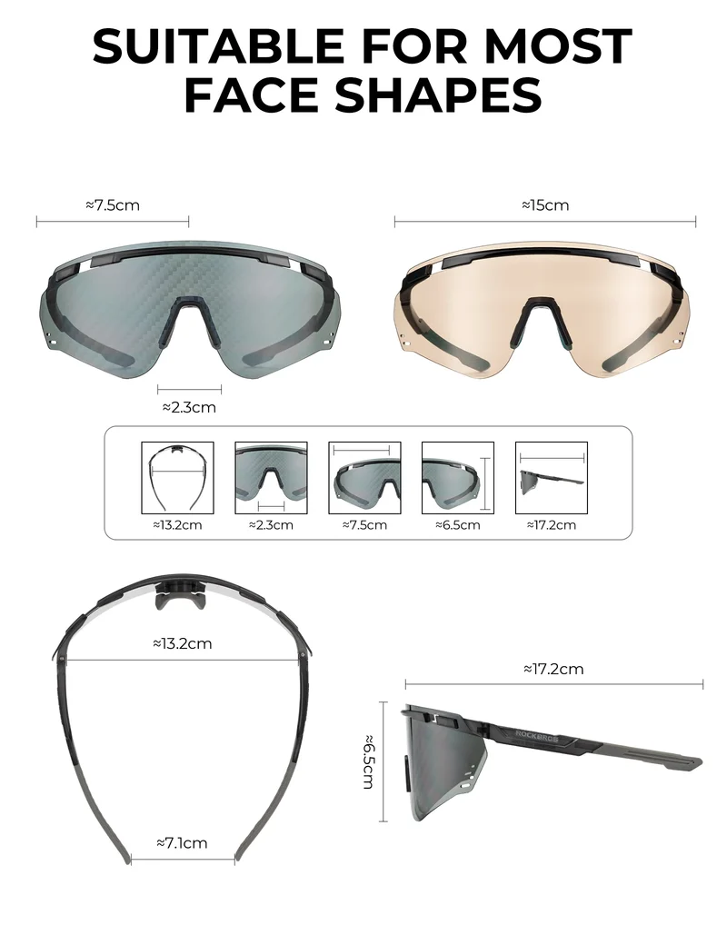 Photochrome Fahrradbrille mit UV400 Schutz Ultraleicht TR90 Gestell