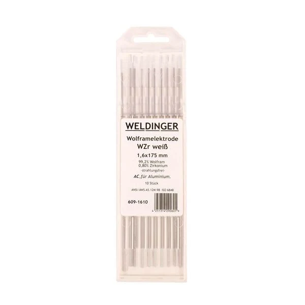 WIG-Wolframelektrode WZr-weiß 1,6 mm 10 Stück