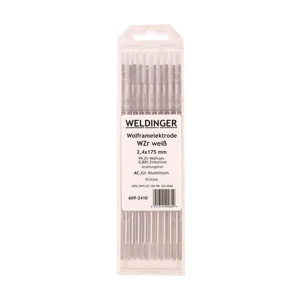 WIG-Wolframelektrode WZr-weiß 2,4 mm 10 Stück