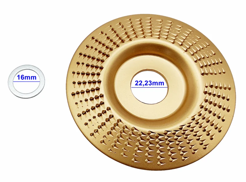 Holz Schleifteller Raspelscheibe Ø100mm Topfscheibe 22,2mm Aufnahme-Bohrung und 16mm Adapter für Winkelschleifer