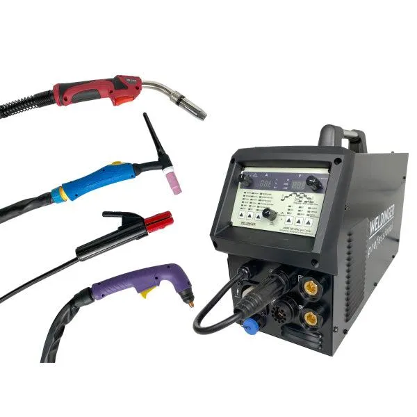 WELDINGER MWPE 209 HF/AC pro Combi Schweißinverter MIG/MAG AC/DC WIG HF Plasmaschneider Elektrodenschweißgerät 30/200 A