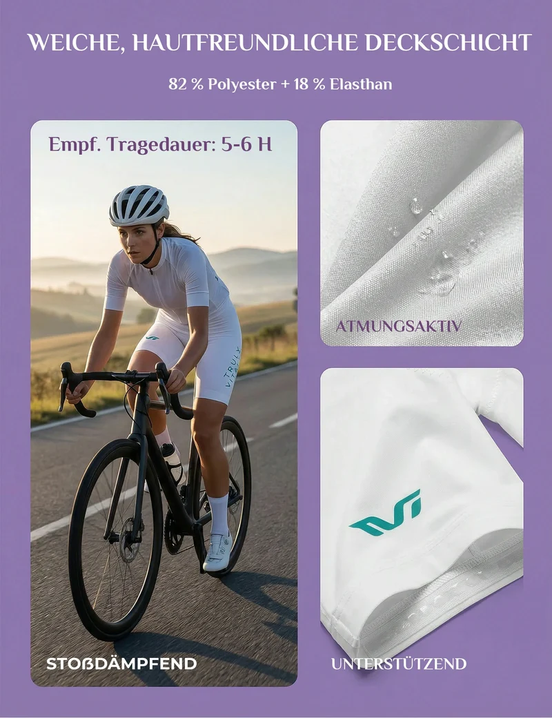 TVI Damen Fahrradhose Zonen-Polsterung (5-6h)