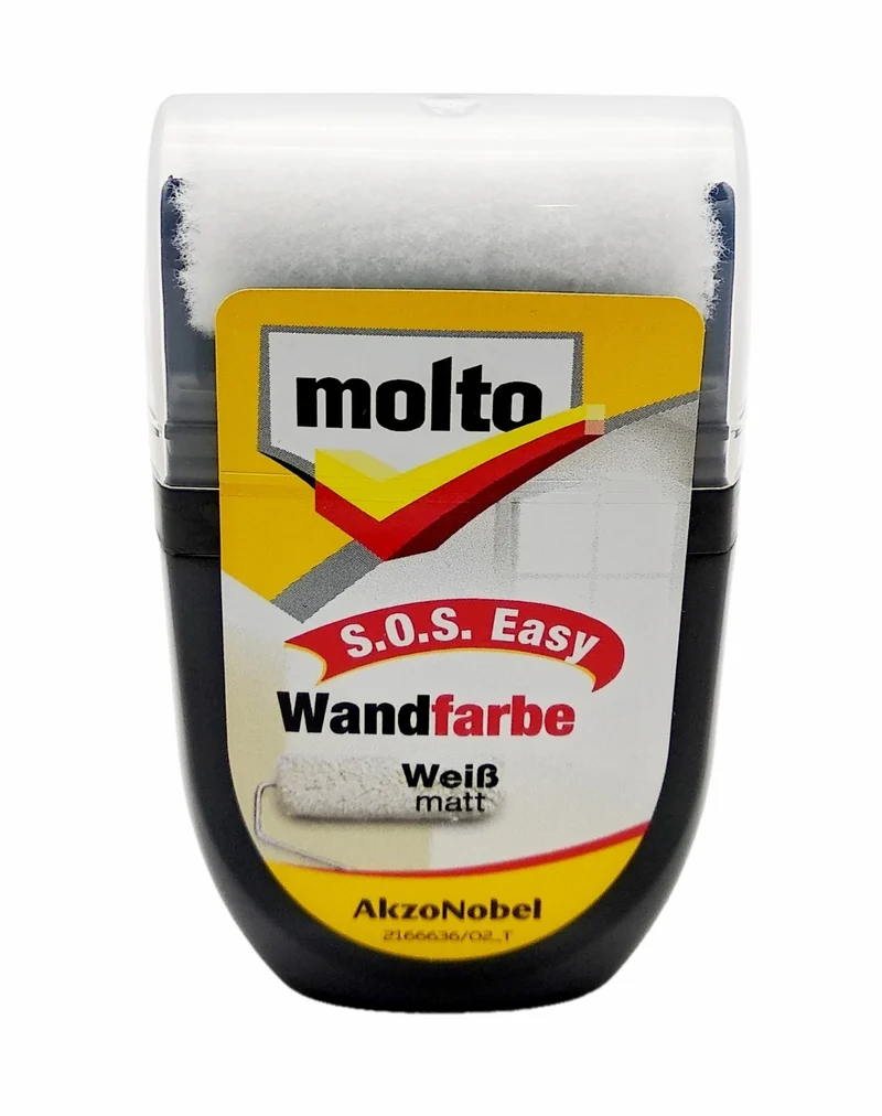 Molto S.O.S Easy Wandfarbe Weiß matt 30ml mit Roller für Innenräume Ausbesserung