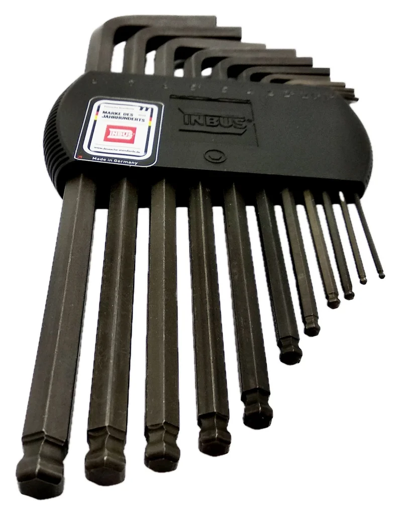 INBUS Innensechskantschlüssel Set CRV 1,27–8mm schwarz Kugelkopf 11tlg Original