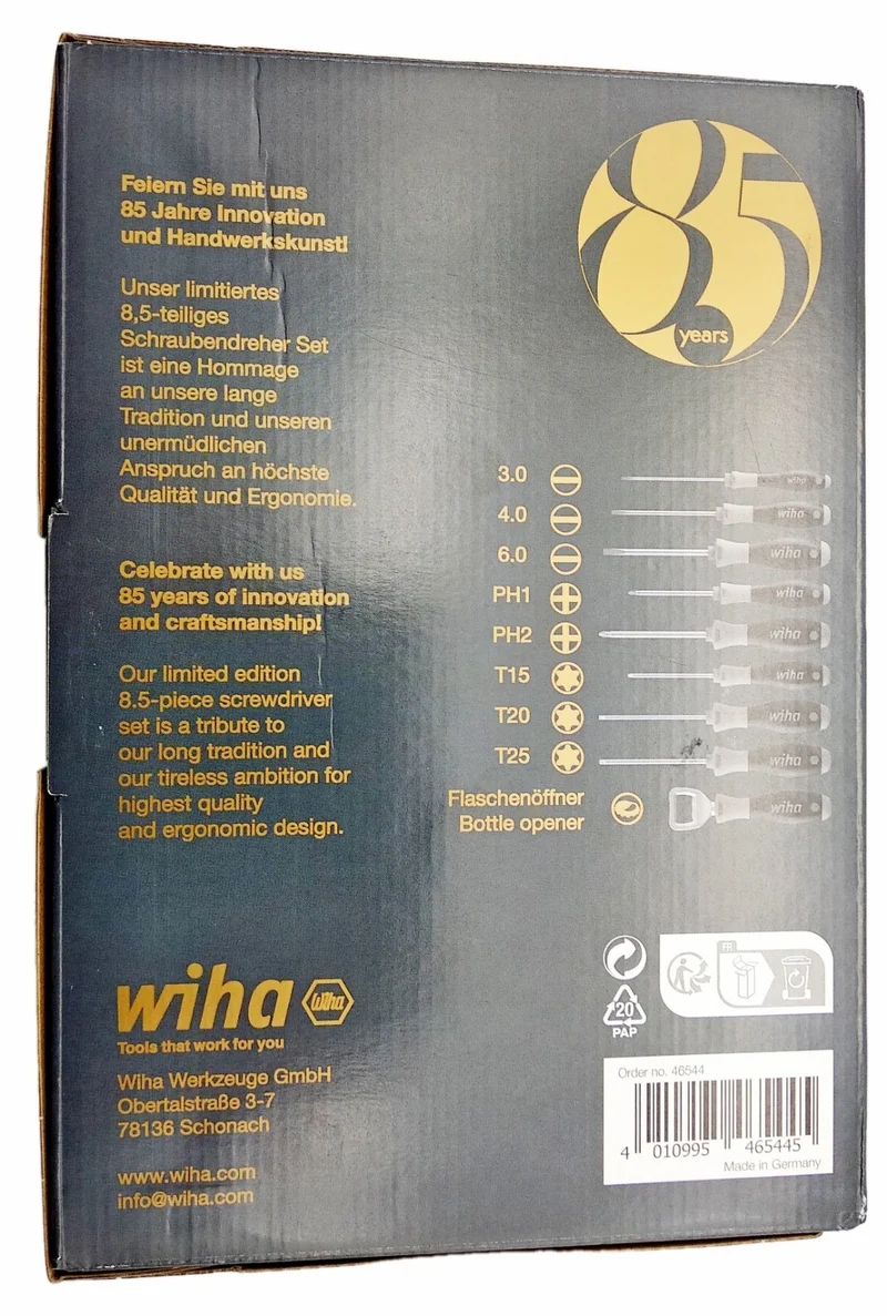 Wiha 46544 Schraubendreher Set Schlitz, Kreuz, Torx T15 T20 T25 + Flaschenöffner