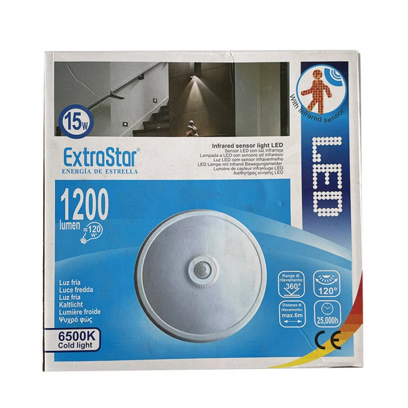 ExtraStar 15 W LED-Deckenleuchte Bewegungsmelder 6500 K
