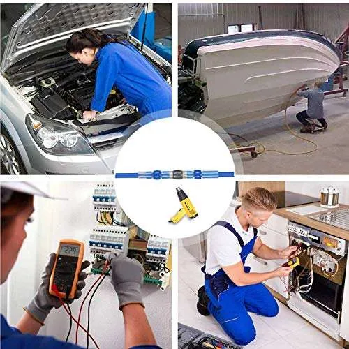 Kuject Lötverbinder, 200 stk Schrumpfschlauch Set, Kabelverbinder Wasserdicht Schrumpfverbinder Quetschverbinder Stoßverbinder für Automobil, Boote