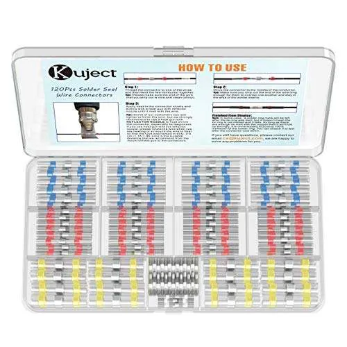 Kuject Lötverbinder, 200 stk Schrumpfschlauch Set, Kabelverbinder Wasserdicht Schrumpfverbinder Quetschverbinder Stoßverbinder für Automobil, Boote
