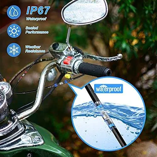 Kuject Lötverbinder, 200 stk Schrumpfschlauch Set, Kabelverbinder Wasserdicht Schrumpfverbinder Quetschverbinder Stoßverbinder für Automobil, Boote