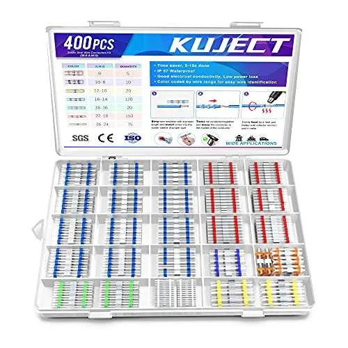 Kuject Lötverbinder, 200 stk Schrumpfschlauch Set, Kabelverbinder Wasserdicht Schrumpfverbinder Quetschverbinder Stoßverbinder für Automobil, Boote
