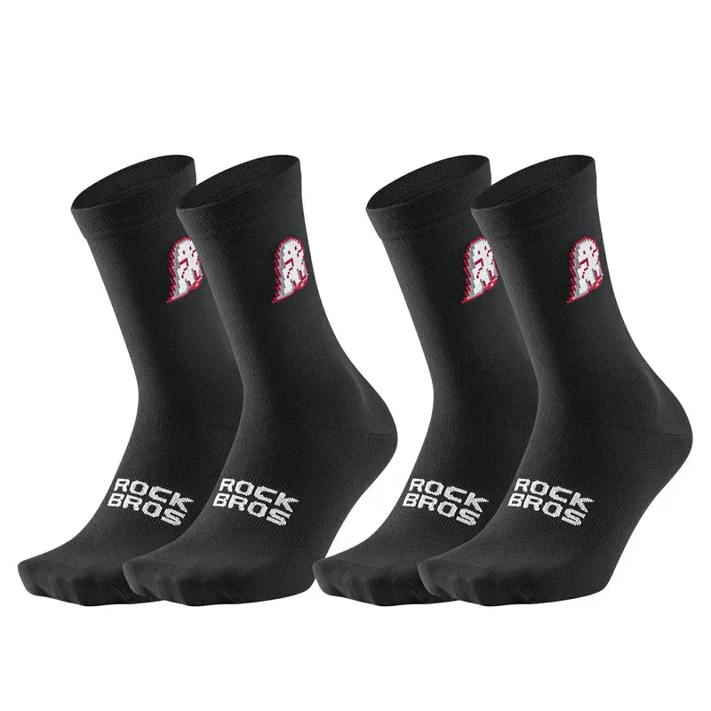 Rennrad Socken, Atmungsaktive Fahrrad Socken mit Verstärkter Ferse & Rutschfestem Schaft 2 Paar
