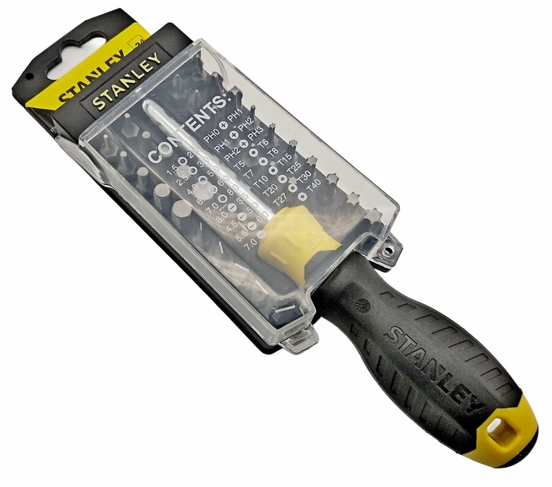35tlg Stanley Multibit Schraubendreher Bit Set Torx,Kreuz,Schlitz,Innensechskant