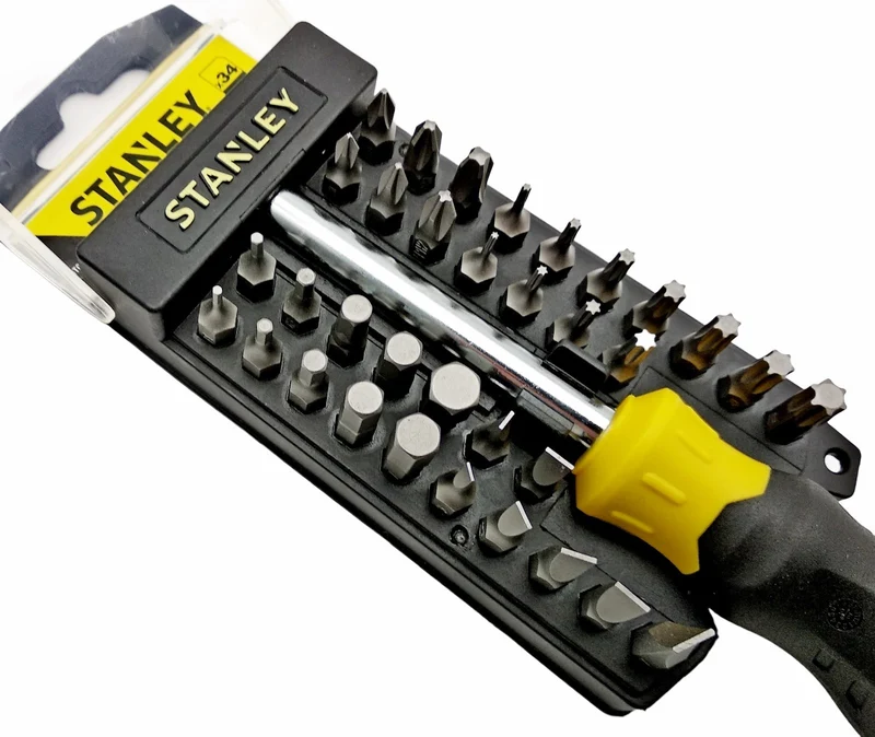 35tlg Stanley Multibit Schraubendreher Bit Set Torx,Kreuz,Schlitz,Innensechskant