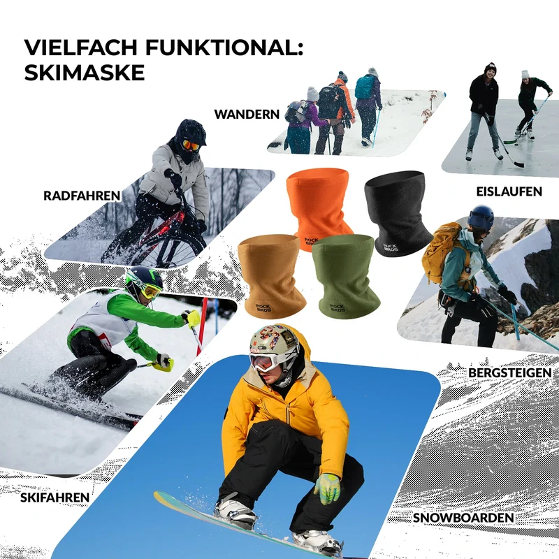 Winter Schlauchschal Fleece Halswärmer, Winddichtes Multifunktionstuch