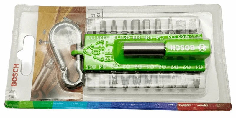 Bosch 21-tlg Schrauberbit-Set Sortiment Snap-hook hellgrün mit Karabiner