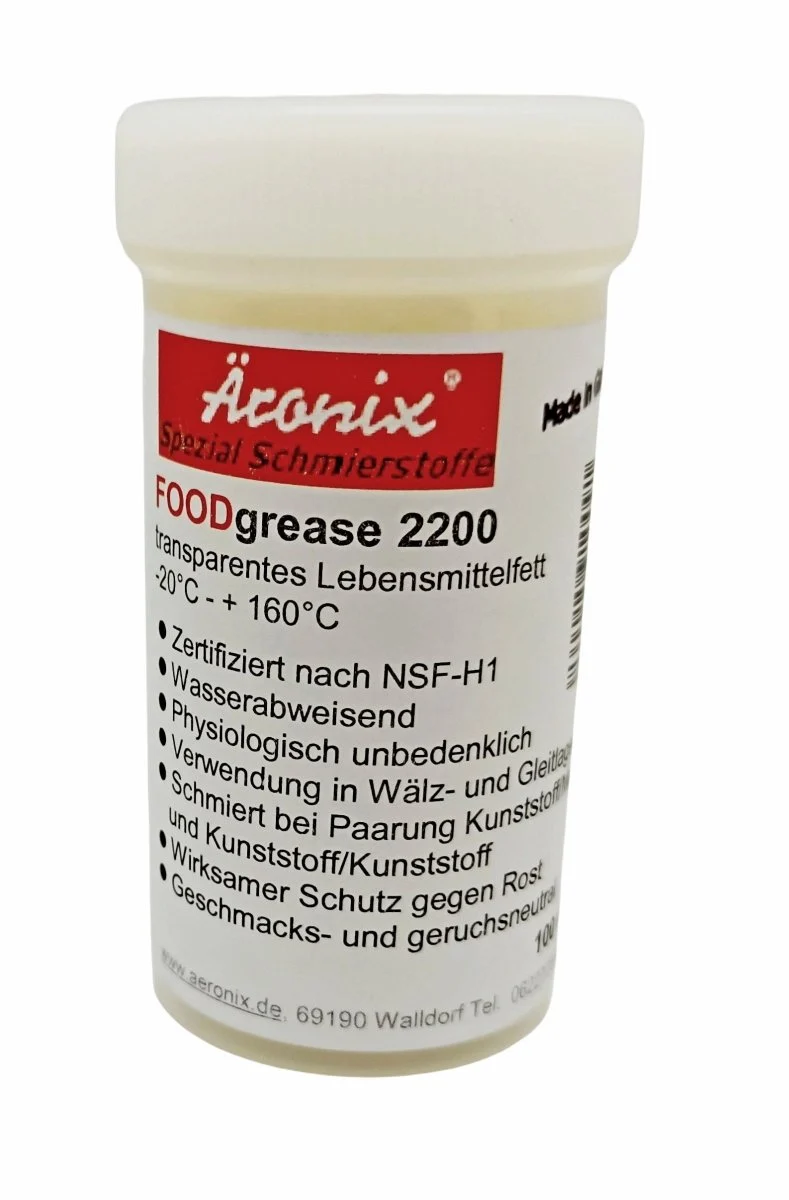 (149€/1L) 100ml Dose Äronix ÄRO FOODgrease 2200 Fett, NLGI 2, transparent -20°C bis+160°C,USDA H1,FDA,Getriebe,Lager,lebensmittelecht,Küchenmaschinen zb KitchenAid, Kafffemaschine,Kaffevollautomat,O-Ring