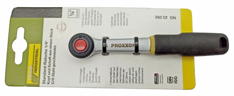 PROXXON Ratsche Knarre Umschaltknarre CRV 1/4 " Zoll mit Umschalter, Gummigriff