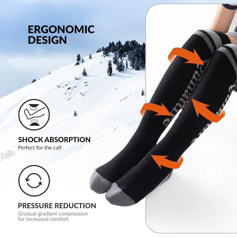 Qunature Skisocken Kinder Thermosocken 1 Paar für Winter-Sports aus Merinowolle
