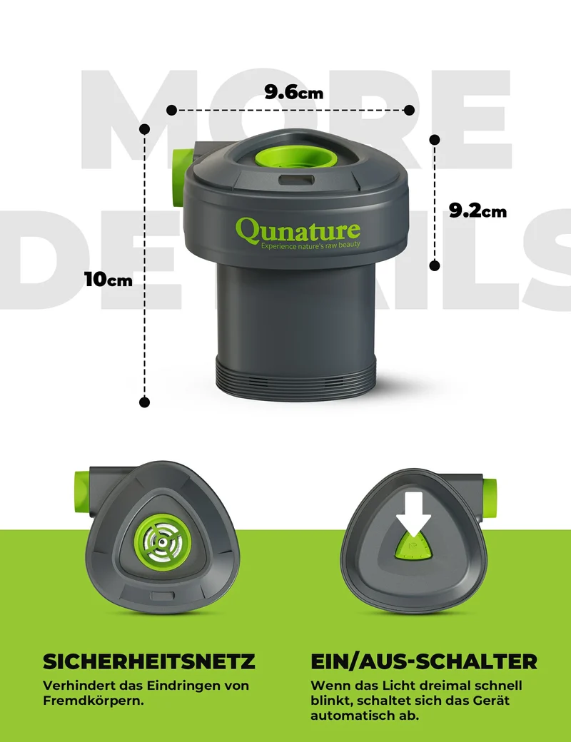 Qunature Elektrische Luftpumpe 2 in 1 Aufblasbar und Ablassen 2000 mAh Wiederaufladbar Akku