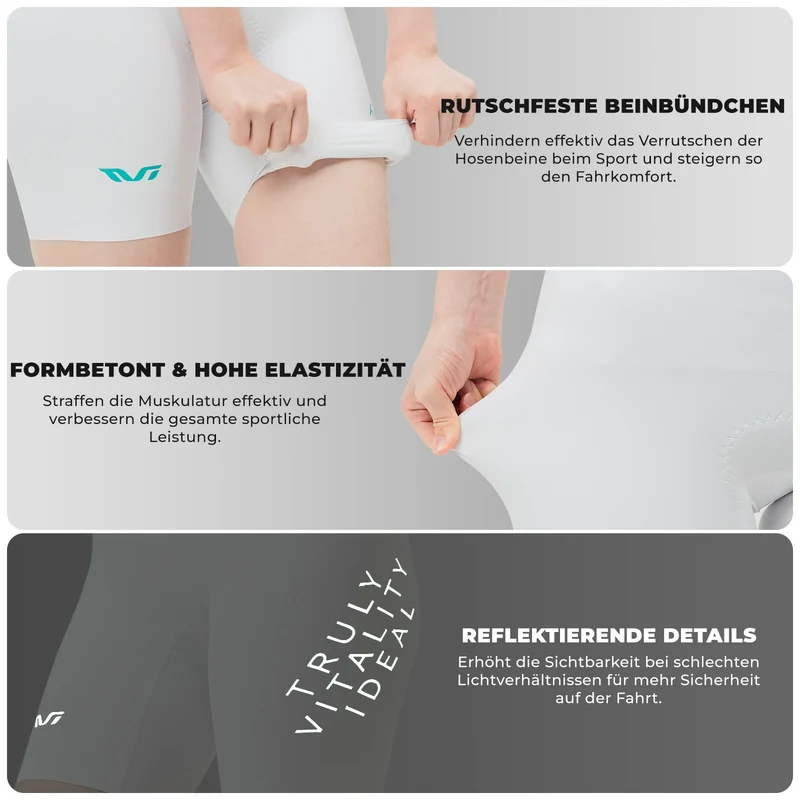 TVI Damen Bib-Shorts Fahrradhose Zonen-Polsterung (5-6h)