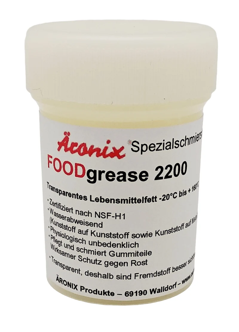 (320€/1L) 35mlÄronix ÄRO FOODgrease 2200 Fett, NLGI 2, transparent -20°C bis+160°C,USDA H1,FDA,Rohrbahnfett,Getriebe,Lager,lebensmittelecht,Kafffemaschine,Kaffevollautomat,O-Ring,Getriebe,Lager