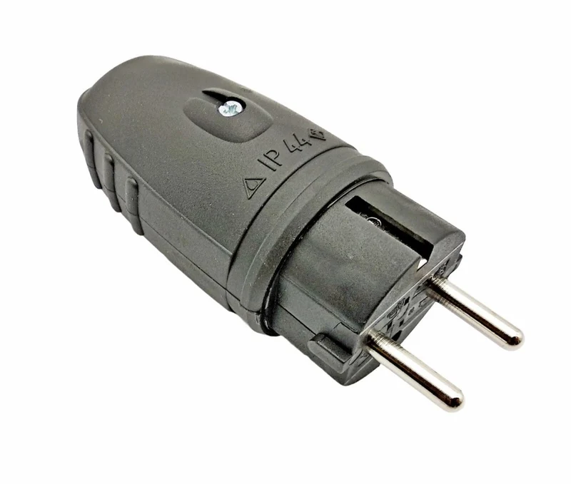 robuster Gummistecker Vollgummi Schuko IP44, 230V, 16A, bis 2,5mm² Außenbereich