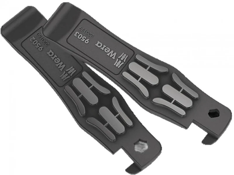 Wera Bicycle Set 13, Reifenheber-Set 2-tlg, mit Bitaufnahme, Ventilausdreher, glasfaserverstärkt, ideal für Fahrradreifen, Felgenschonend, robust