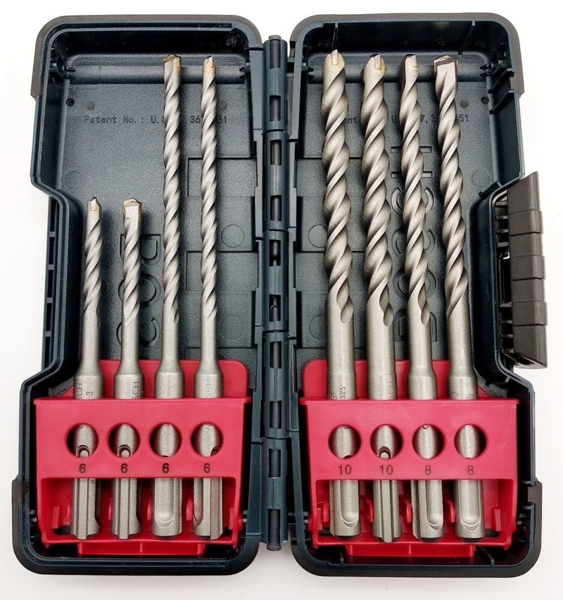 Bosch blau HM Longlife SDS Plus Hammerbohrer Set 8-teilig Toughbox 6,8,10mm Beton Stein Spiral Bohrer SDS +