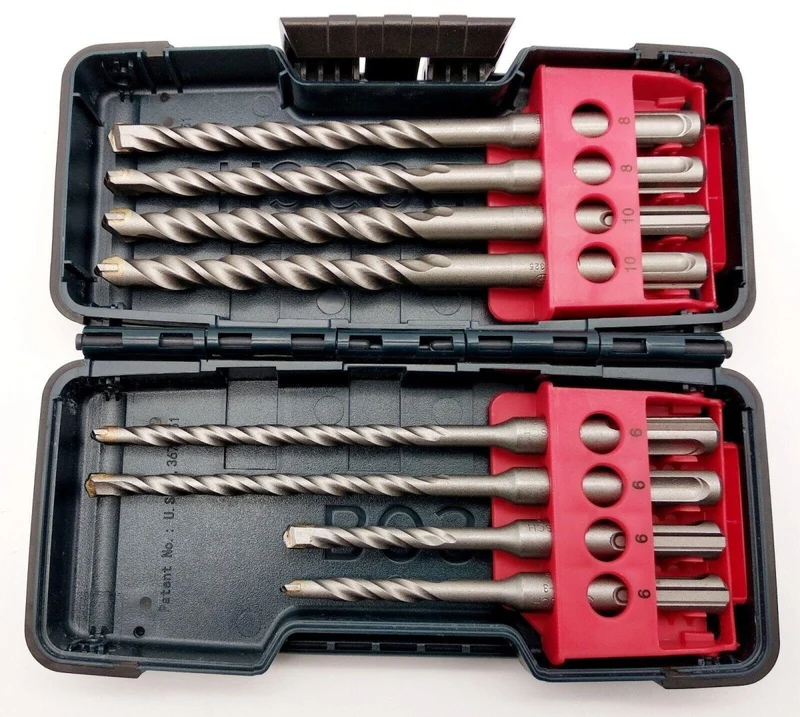 Bosch blau HM Longlife SDS Plus Hammerbohrer Set 8-teilig Toughbox 6,8,10mm Beton Stein Spiral Bohrer SDS +