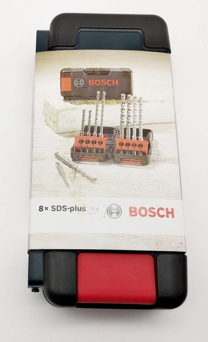 Bosch blau HM Longlife SDS Plus Hammerbohrer Set 8-teilig Toughbox 6,8,10mm Beton Stein Spiral Bohrer SDS +