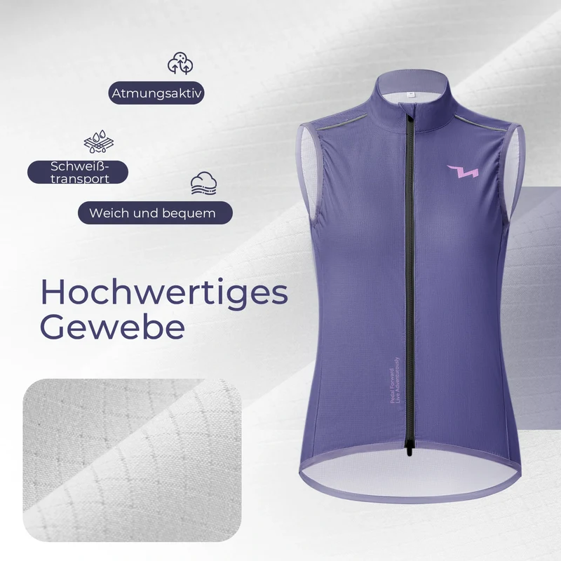 TVI Damen Winddichte Weste Fahrradweste Leichtweight Atmungsaktiv