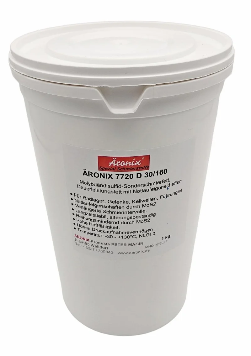 1Kg Äronix Molybdändisulfid-Fett (MoS2) 7720 Dauerleistungsfett Typ D-30/160 Gelenkwellen Steckachsen Fett siliconfrei-30+120°C
