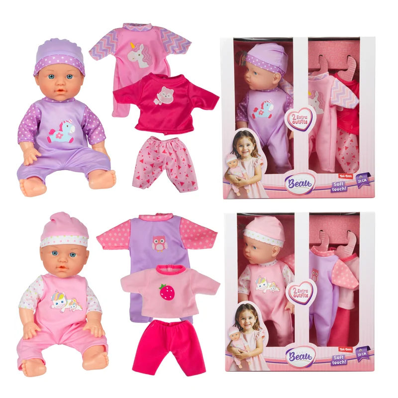 BEAU Babypuppe Dress Up 31cm + 2x Kleidungsset
