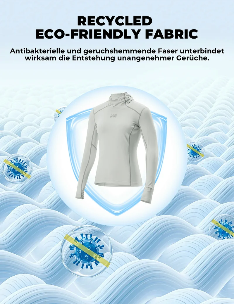 Damen Langarm Radtrikot – Antibakteriell, UV-Schutz, Reflektierend mit Zopfauslass & Smartwatch-Fenster