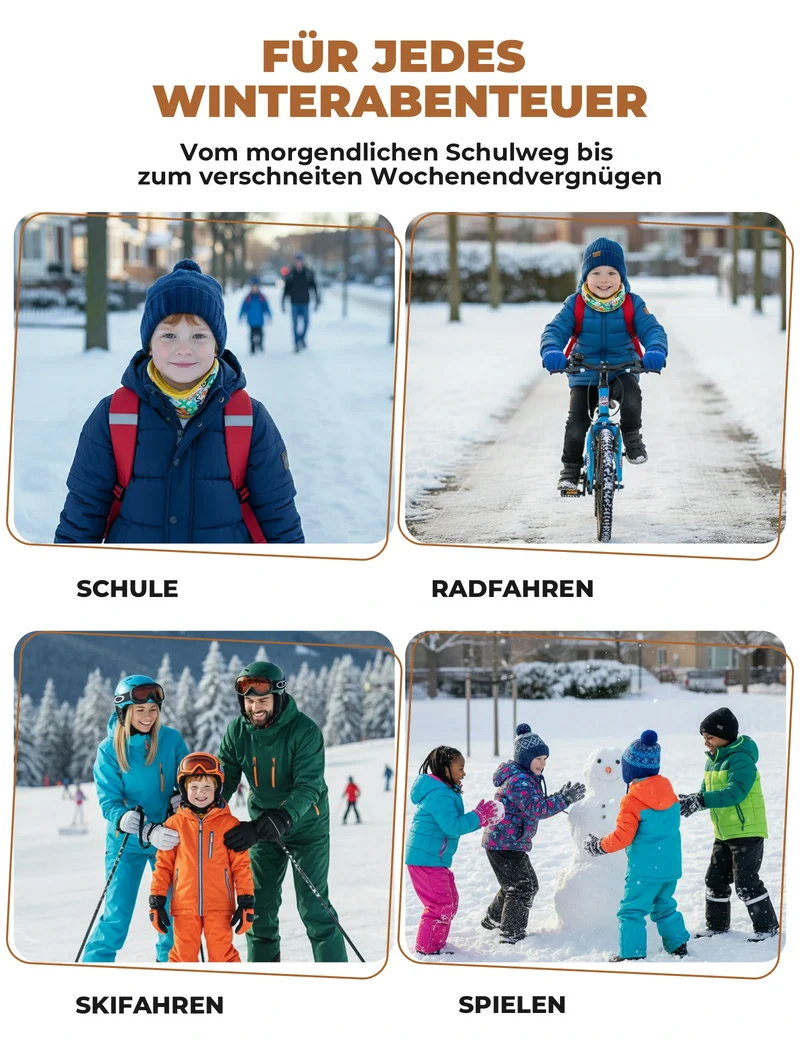 2-in-1 Kinder Halstuch & Mütze Doppelseitig Schlauchschal Wärmende Halswärmer Multifunktionstuch