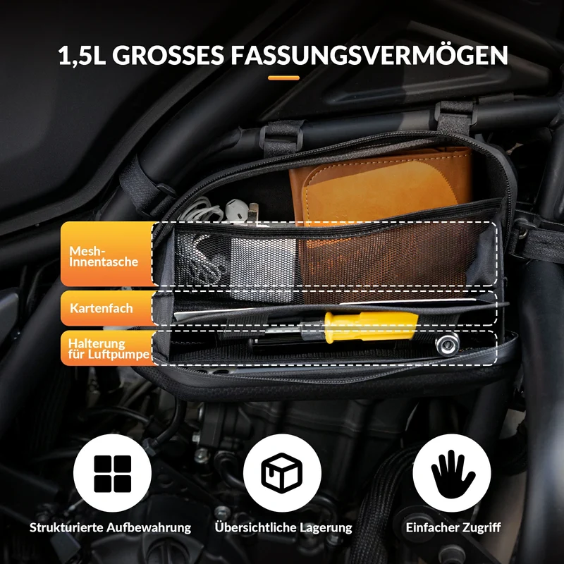 Wasserabweisende Motorradtasche, 1,5 Liter