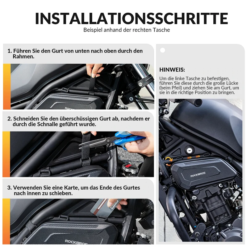 Wasserabweisende Motorradtasche, 1,5 Liter