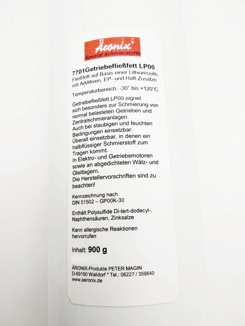(29€/Kg) 900g Tube ÄRONIX Getriebefließfett EP Lithiumfett NLGI 00 -30 °C +120 °