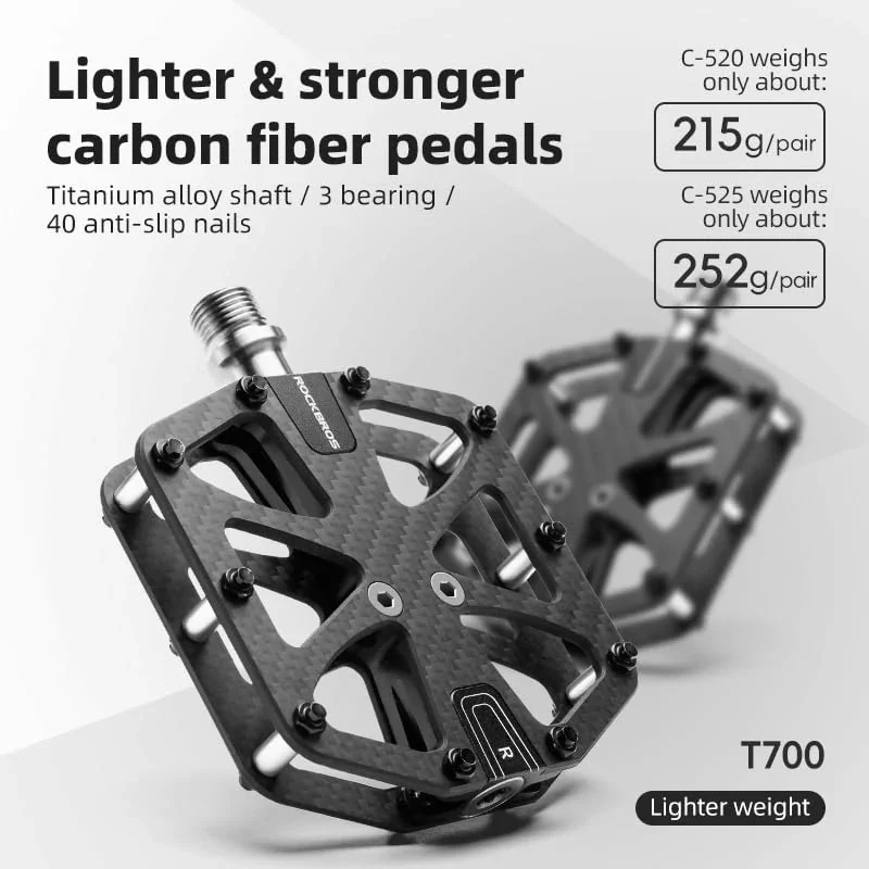Fahrradpedale aus Carbon Ultralight und rutschfest mit 3 Abgedichtete