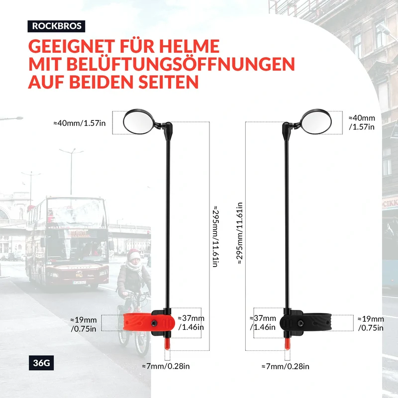 Helmspiegel, Fahrradspiegel für Helm 360 Grad Verstellbar