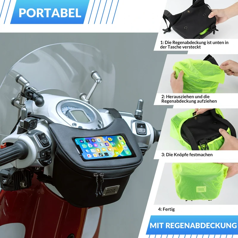 Motorradtasche Motorad Lenkertasche für 6,5 Zoll Smartphone 2L
