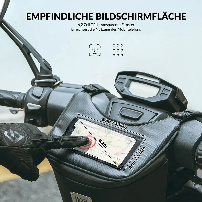 Motorradtasche Motorad Lenkertasche für 6,5 Zoll Smartphone 2L