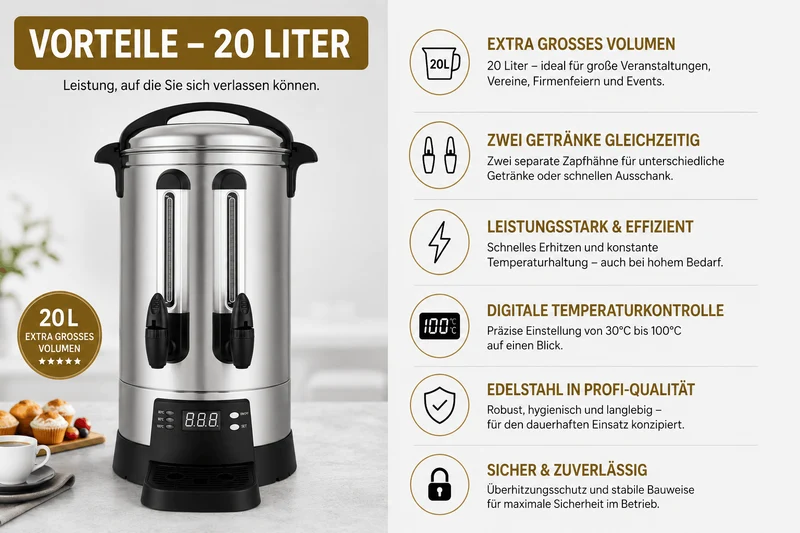 Elektrischer Teekocher Samowar Edelstahl 20L