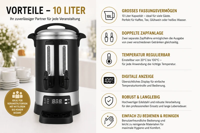 Elektrischer Teekocher Samowar Schwarz 10L