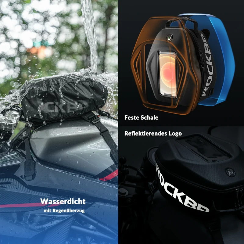 Motorrad Tankrucksack mit Regenschutz Abnehmbaren Schultergurten 7L