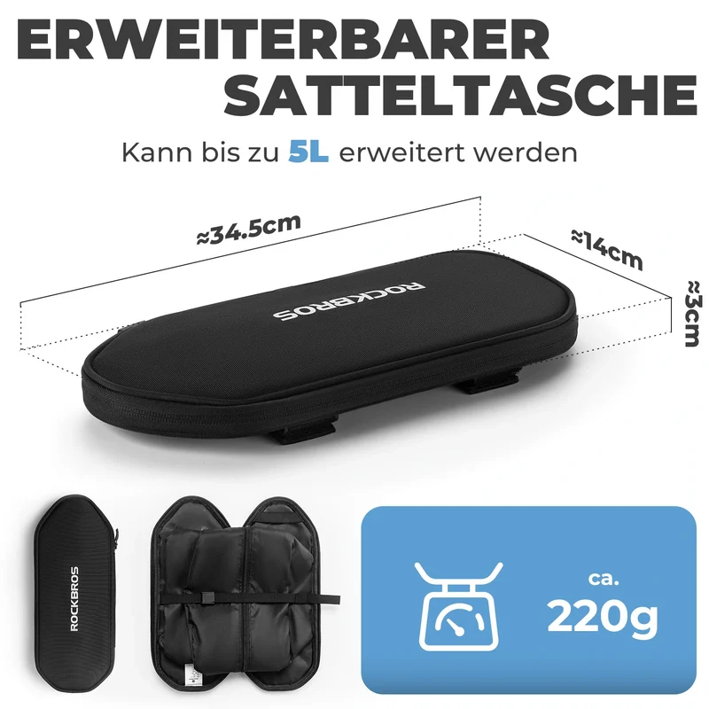 Farradtasche Erweiterbar Gepäckträgertasche bis zu 5L, mit Schwamm kann als Fahrradsattel