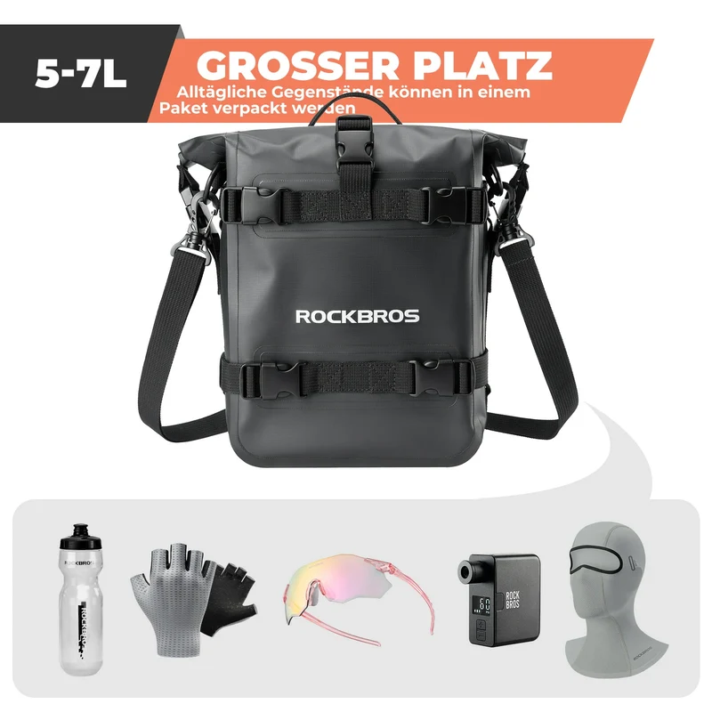 Motorradtaschen 100% Wasserdicht 5L, Seitentasche Motorrad mit Schultergurt
