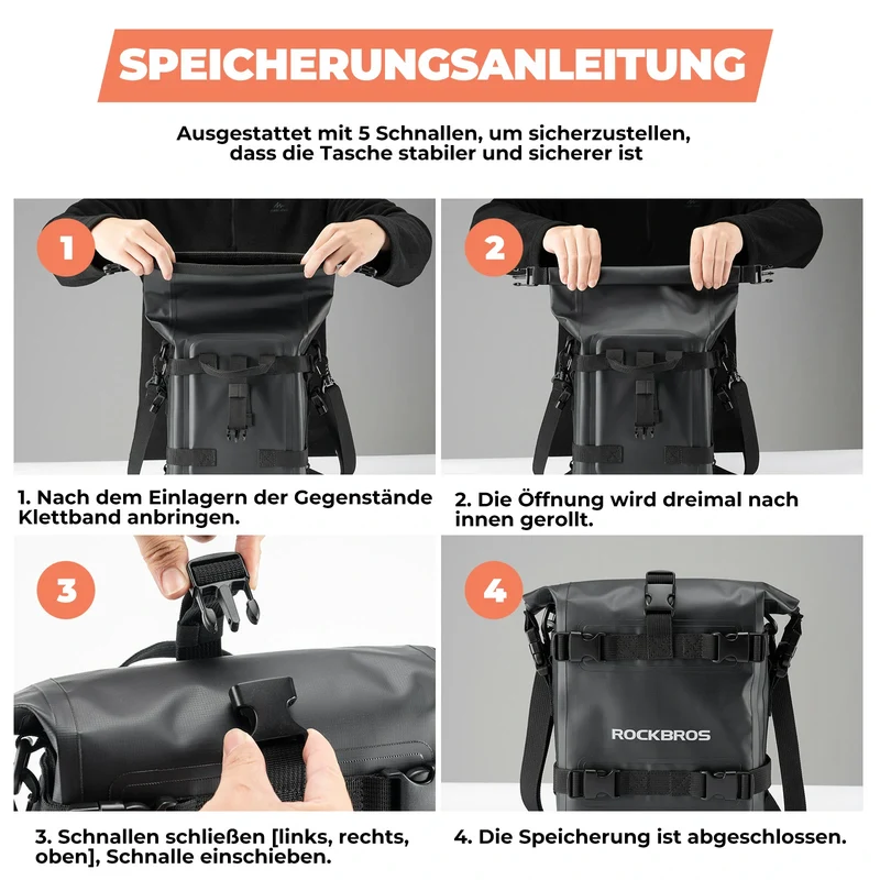 Motorradtaschen 100% Wasserdicht 5L, Seitentasche Motorrad mit Schultergurt
