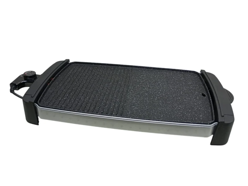 Eisenbach Elektro Tischgrill BBQ Indoor XXL Teppanyaki Grill Platte halb geriffelt